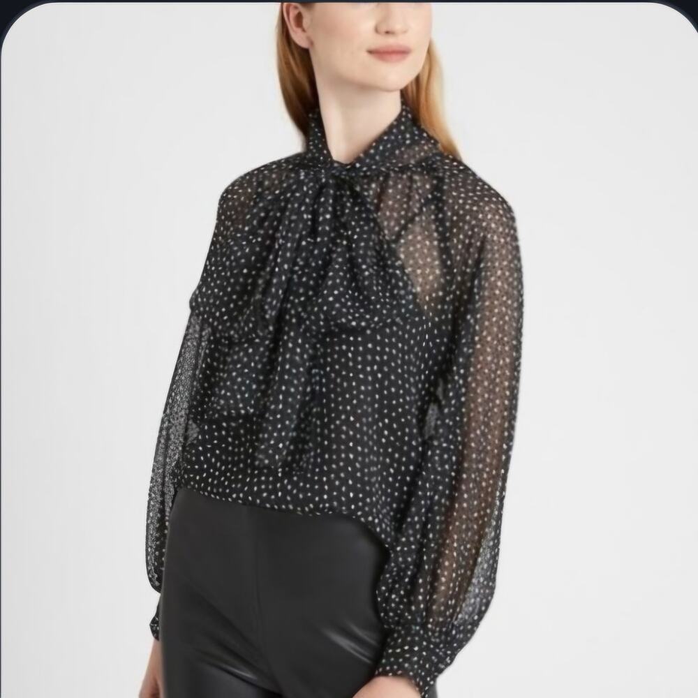 Banana Republic Bow Tie High Neck Blouse w/ Camisole 2-piece set